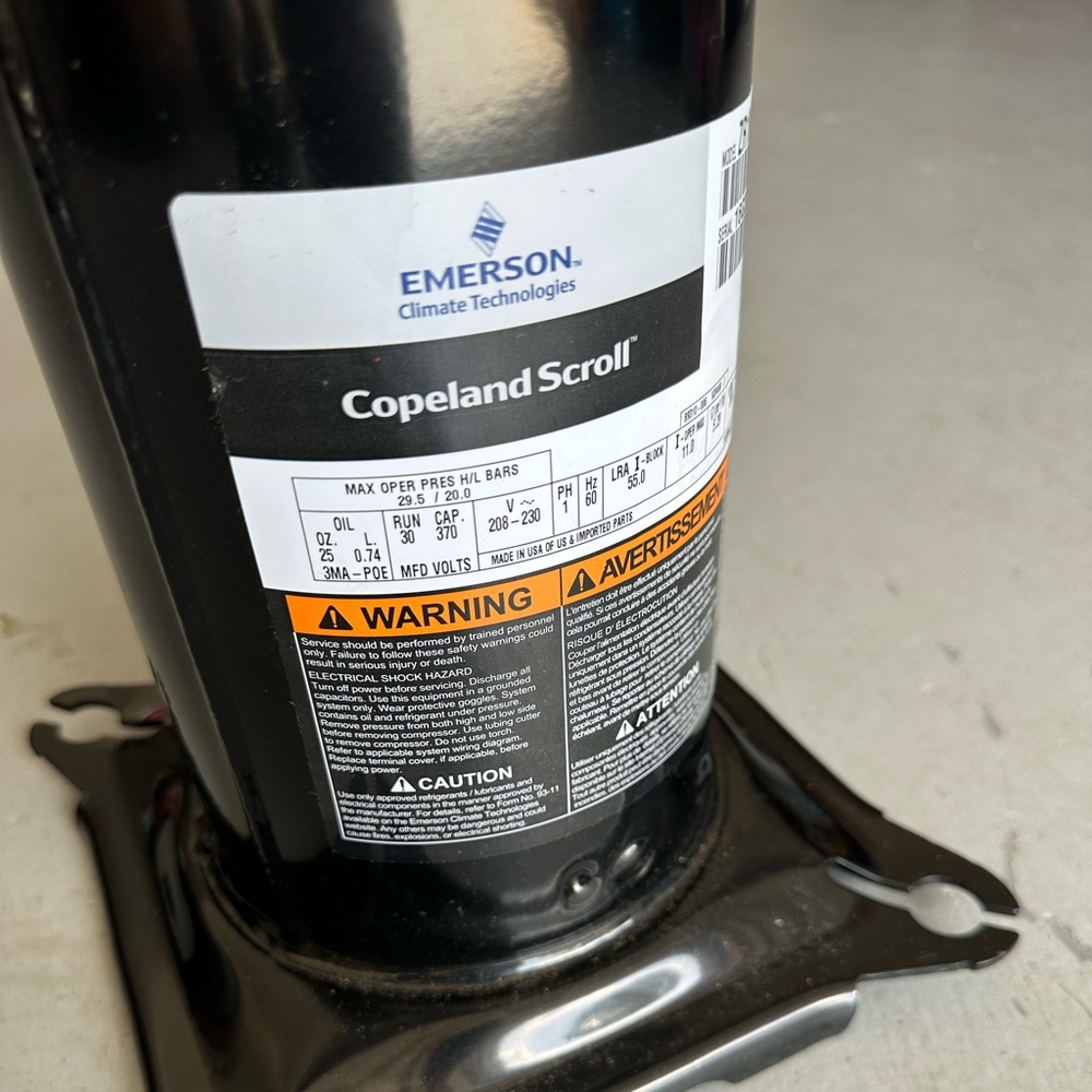 Copeland Scroll Compressor, Model Number: Zr18k5e… - image 8